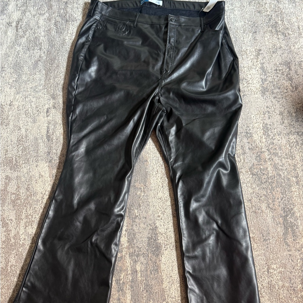 Women’s Black Faux Leather Flare Jeans